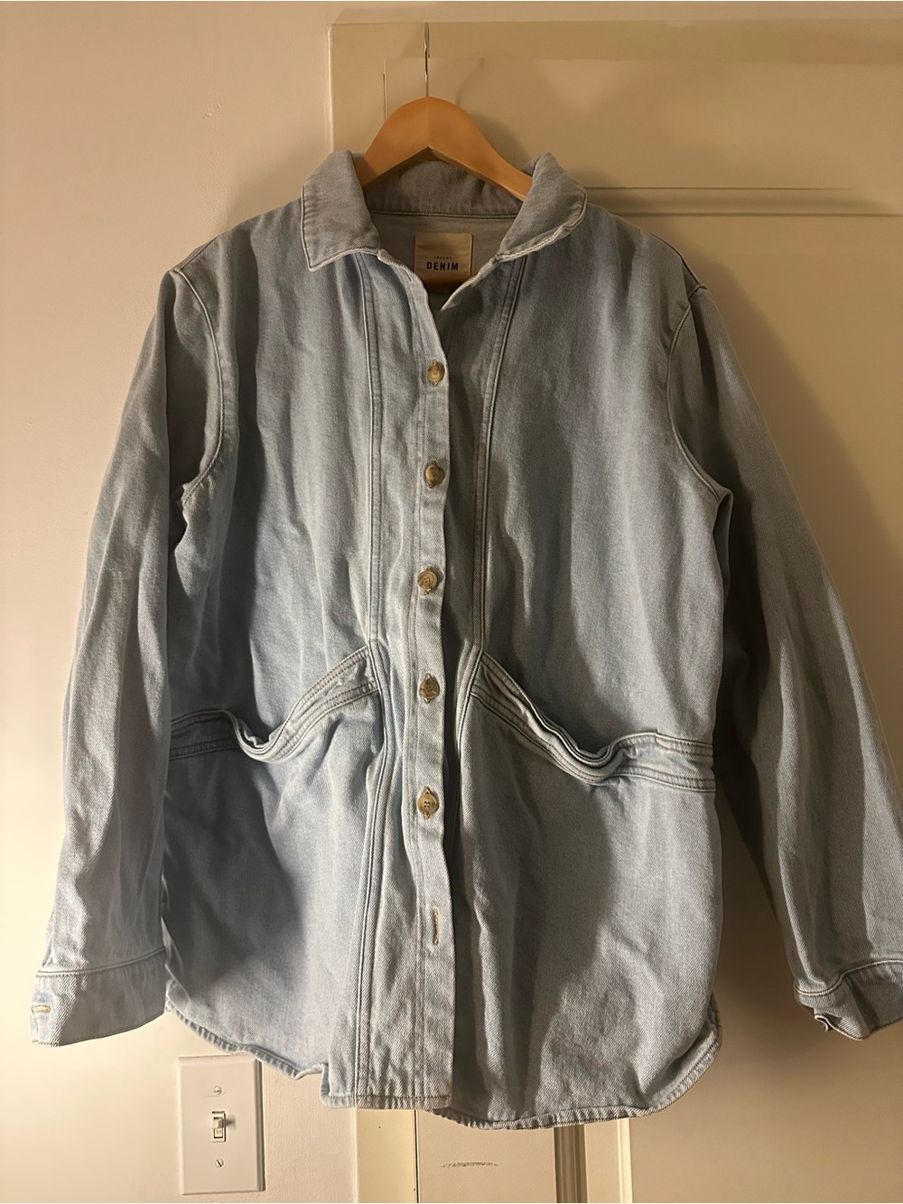 Sezane Snow Blue Denim Will Jacket - Picture 2 of 6